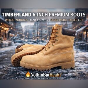 Timberland 6-Inch Premium Boots Wheat Nubuck Men’s 12 Older Model Taller Classic